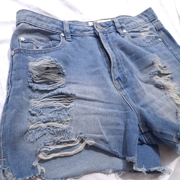 Ban Jara | Blue distressed ripped jeans women's short - Picture 2 of 7